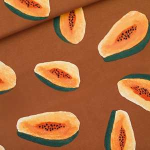 Picture of Papayas - L - French Terry - Glazuurd Gemberbruin